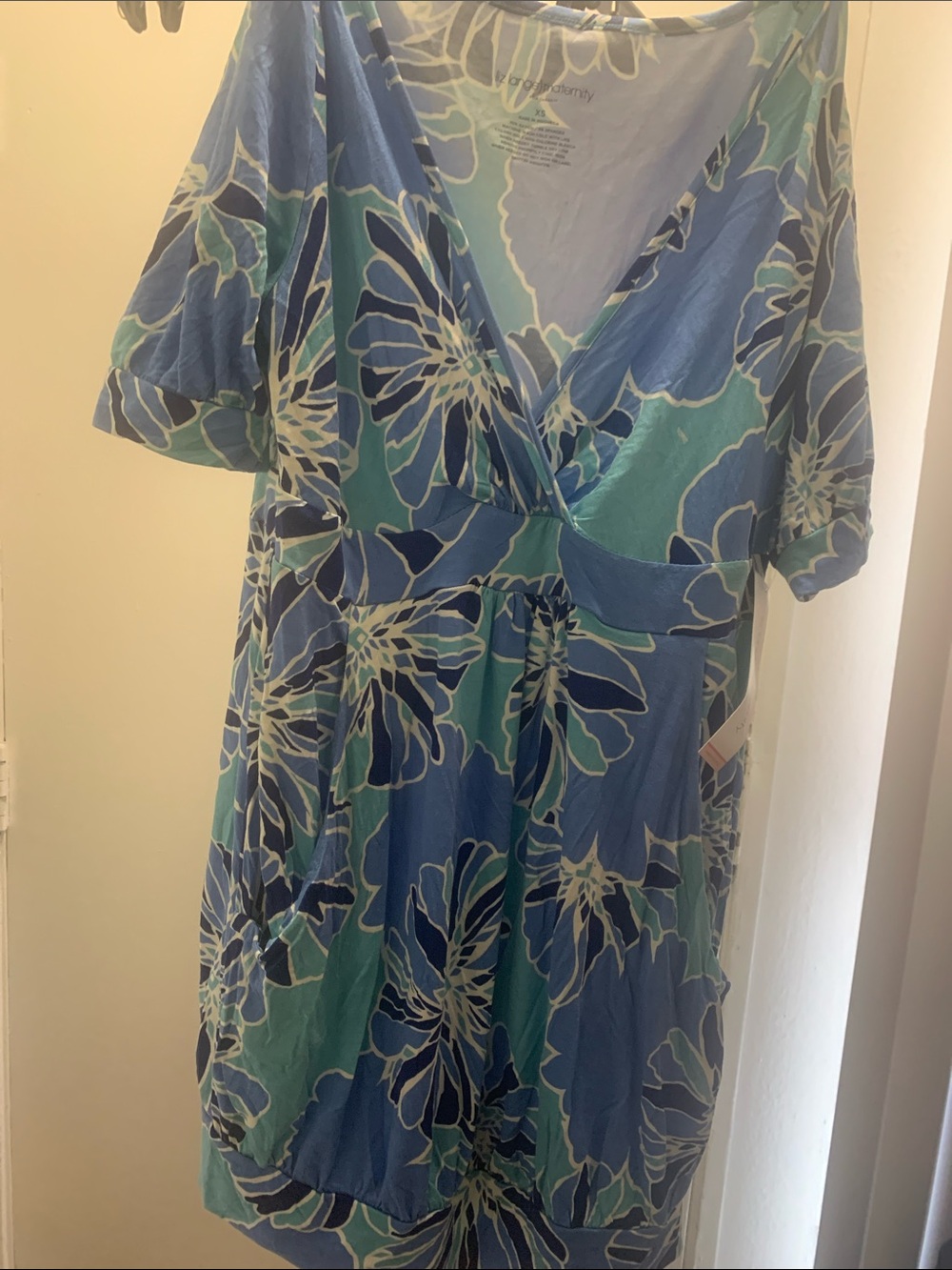 Blue Floral Maternity top NWT